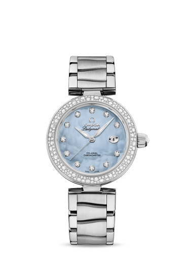 Omega LadyMatic Co-Axial 34 Stainless Steel / Diamond / Blue MOP / Bracelet